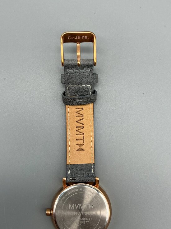 MVMT Signature II Watch Women 34mm Rose Gold Tone Leather Date New Battery